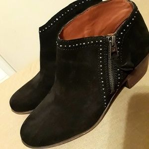 Lucky Brand Black Suede Studded Ankle Boots-size 7